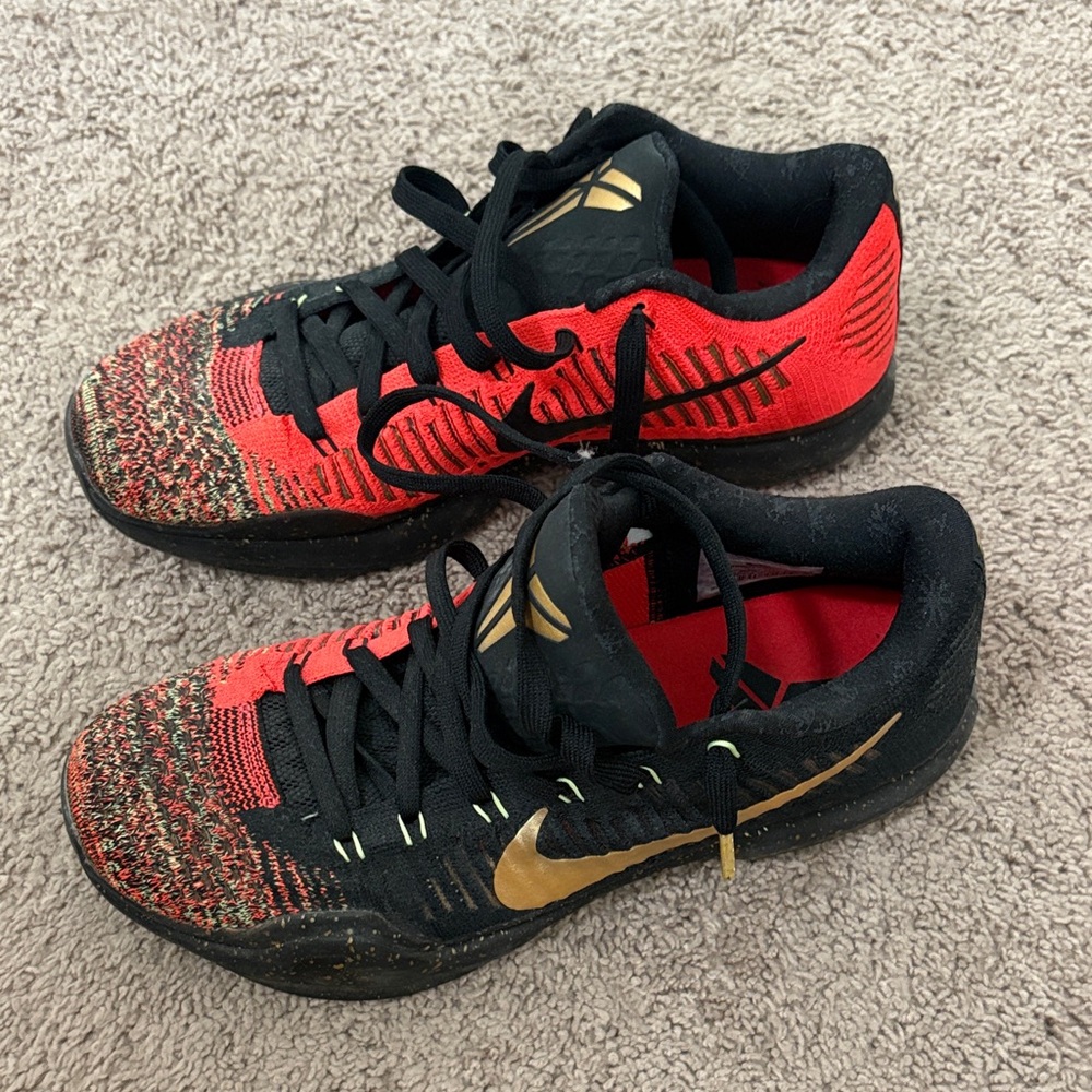 Nike Low Top Basketball Sneakers - Red, Black & Gold Accents